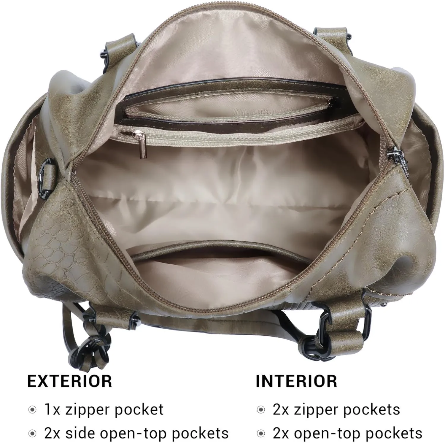 Dasein Women Soft Vegan Leather Barrel Bags Large Hobo Top Handle Work Totes Satchel Handbags Shoulder Purse