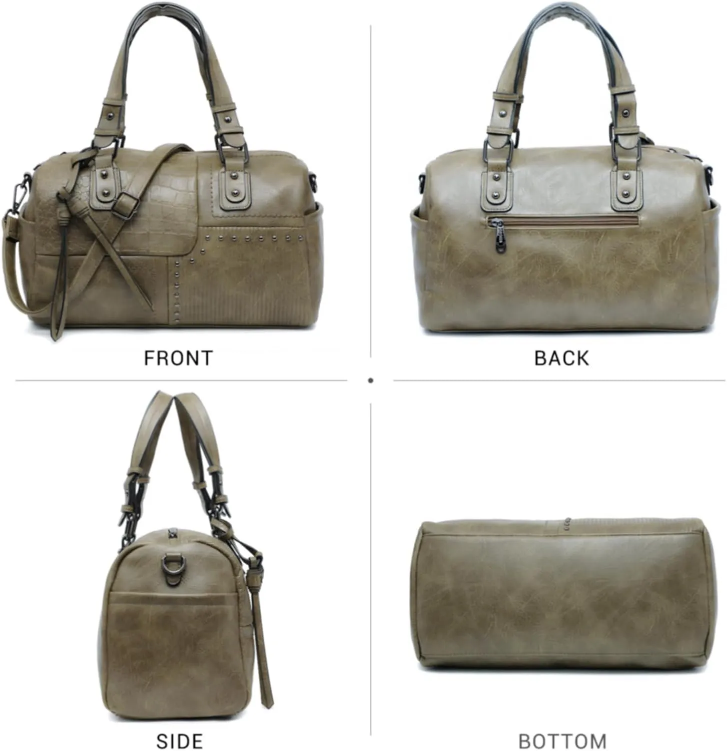 Dasein Women Soft Vegan Leather Barrel Bags Large Hobo Top Handle Work Totes Satchel Handbags Shoulder Purse
