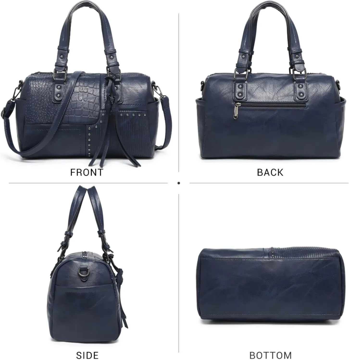 Dasein Women Soft Vegan Leather Barrel Bags Large Hobo Top Handle Work Totes Satchel Handbags Shoulder Purse