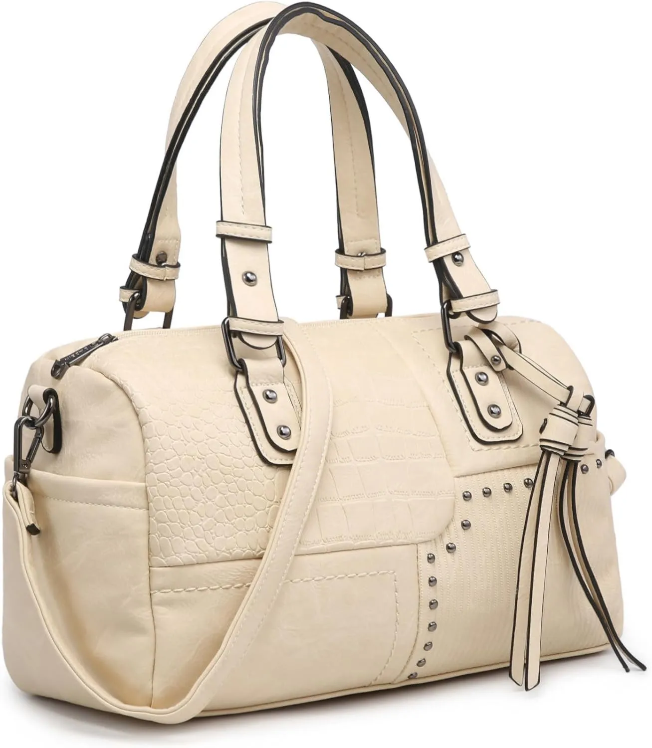 Dasein Women Soft Vegan Leather Barrel Bags Large Hobo Top Handle Work Totes Satchel Handbags Shoulder Purse