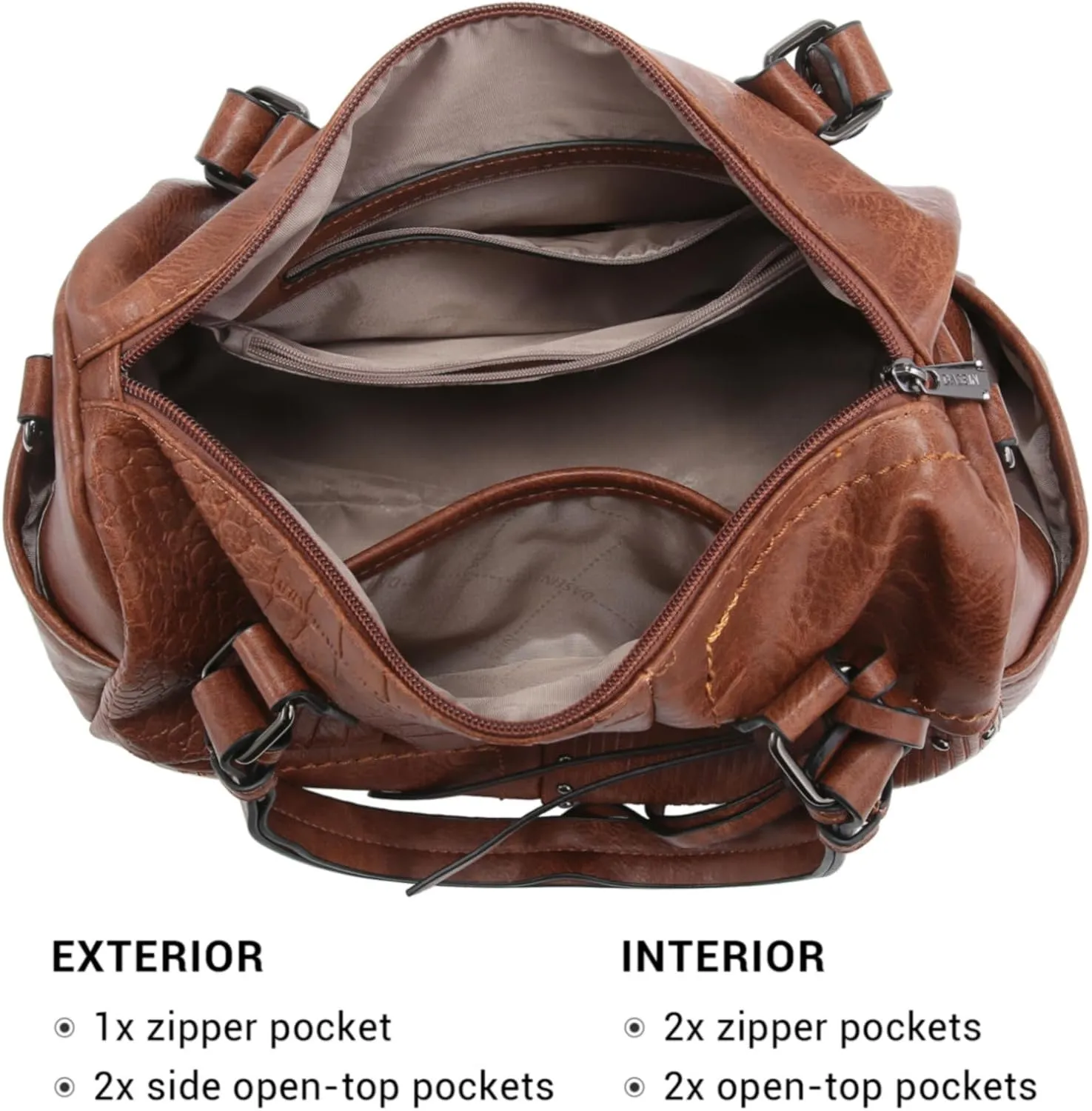 Dasein Women Soft Vegan Leather Barrel Bags Large Hobo Top Handle Work Totes Satchel Handbags Shoulder Purse
