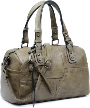 Dasein Women Soft Vegan Leather Barrel Bags Large Hobo Top Handle Work Totes Satchel Handbags Shoulder Purse