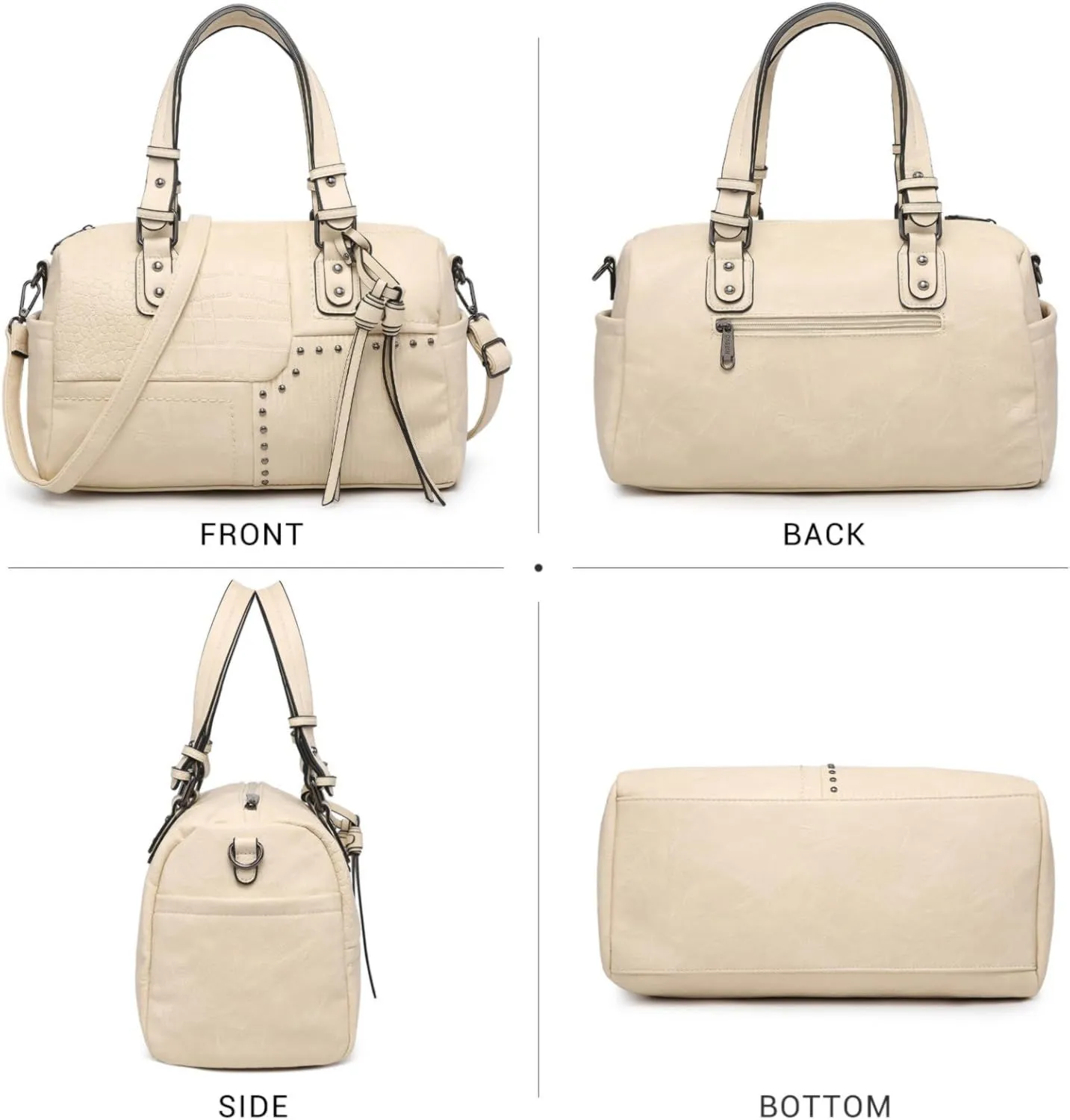 Dasein Women Soft Vegan Leather Barrel Bags Large Hobo Top Handle Work Totes Satchel Handbags Shoulder Purse