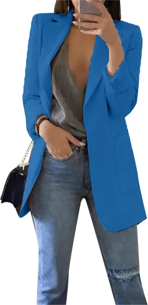 DIACACY Womens Open Front Long Sleeve Blazers Jacket Solid Color Plus Size Comfy Blazers