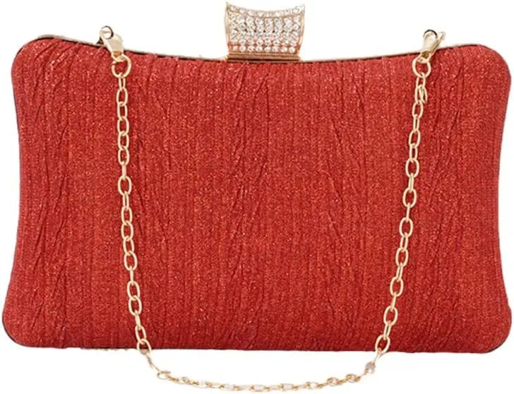 Diamonds Metal Chain Handbags Rhinestones Sequin Party Wedding Evening Clutch Bag