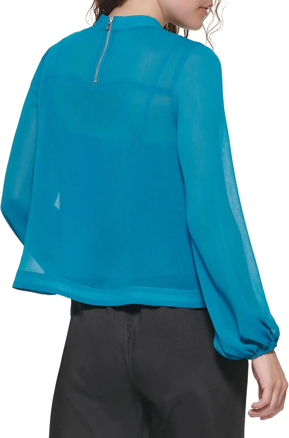 DKNY Women's Effortless Long Sleeve Cropped Sportswear Top