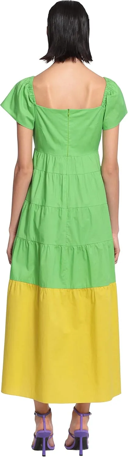 Donna Morgan Women's Colorblock Midi Tiered Trapeze Dress