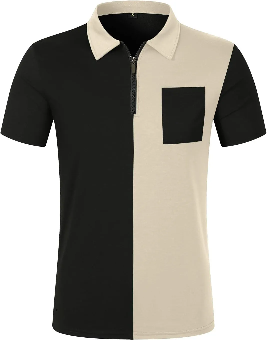 DOPOCQ Polo Shirts for Men Casual Business Fashion Color Block Polo Shirts Plus Size Lapel Golf Basic Henley Shirts