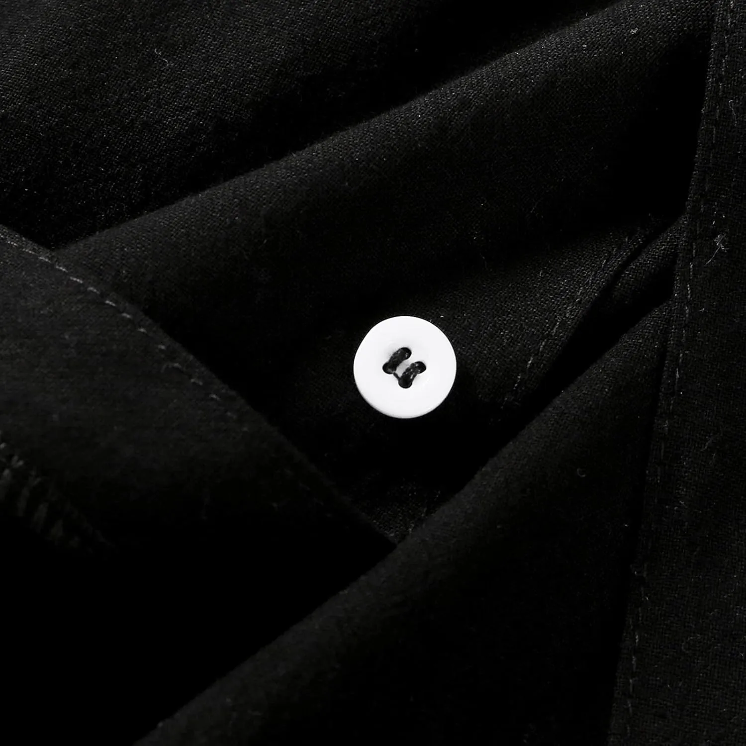 Dress Shirts for Men Wrinkle Free Cotton Linen Beach Shirts Bowling Shirts Black Button Down Shirt Men