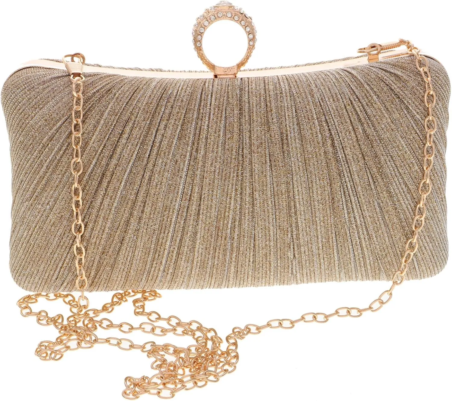 Elegant Bridal Clutch Purse for Wedding Gold Handbag Decorative Beads Party Favor Bag for Women