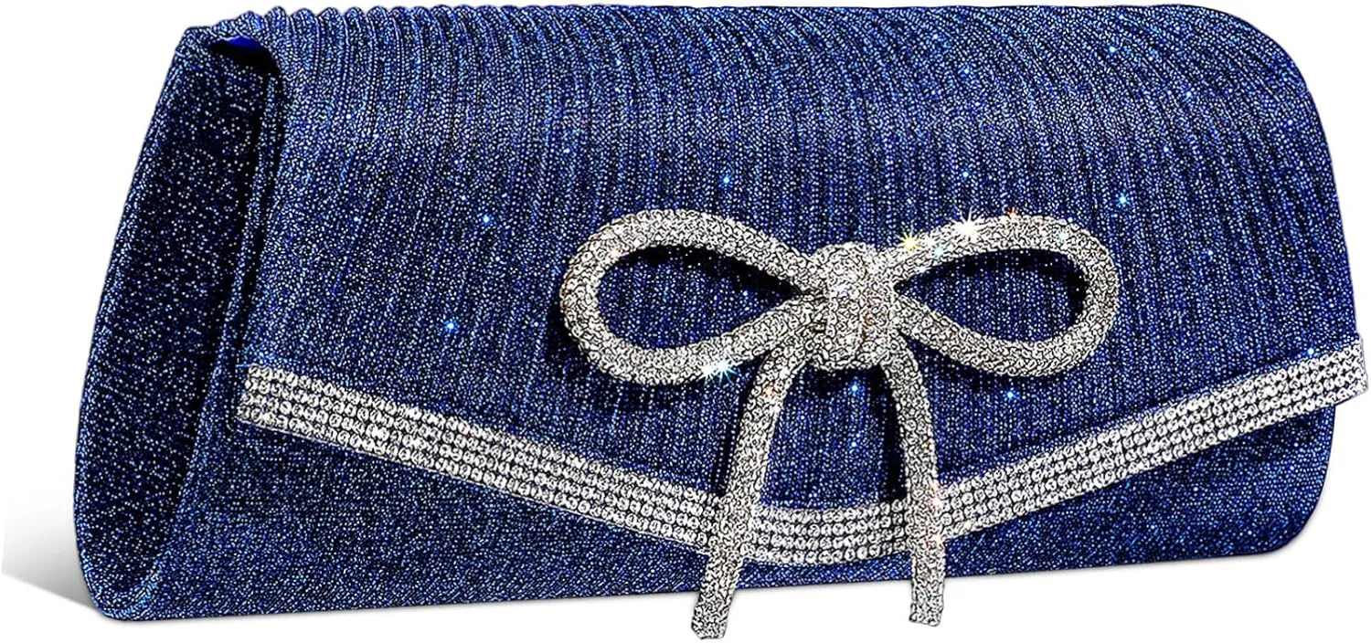 Elegant Evening Bag Dark Blue Rhinestone Clutch Purse Stylish for Women Ideal for Parties Prom and Formal Events