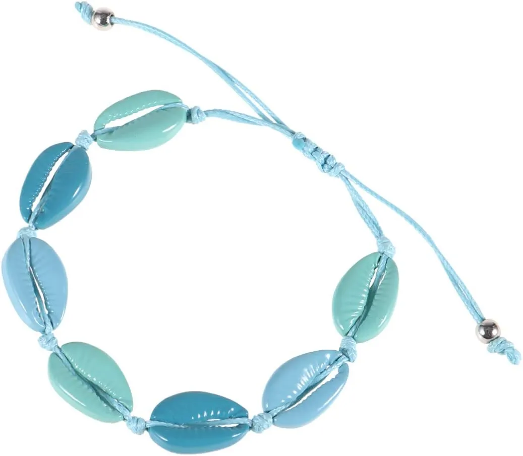 Elegant Woven Shell Bracelet Set 2pcs Fashion Jewelry Sea Shell Anklets Trendy Handmade Decorative Bracelet
