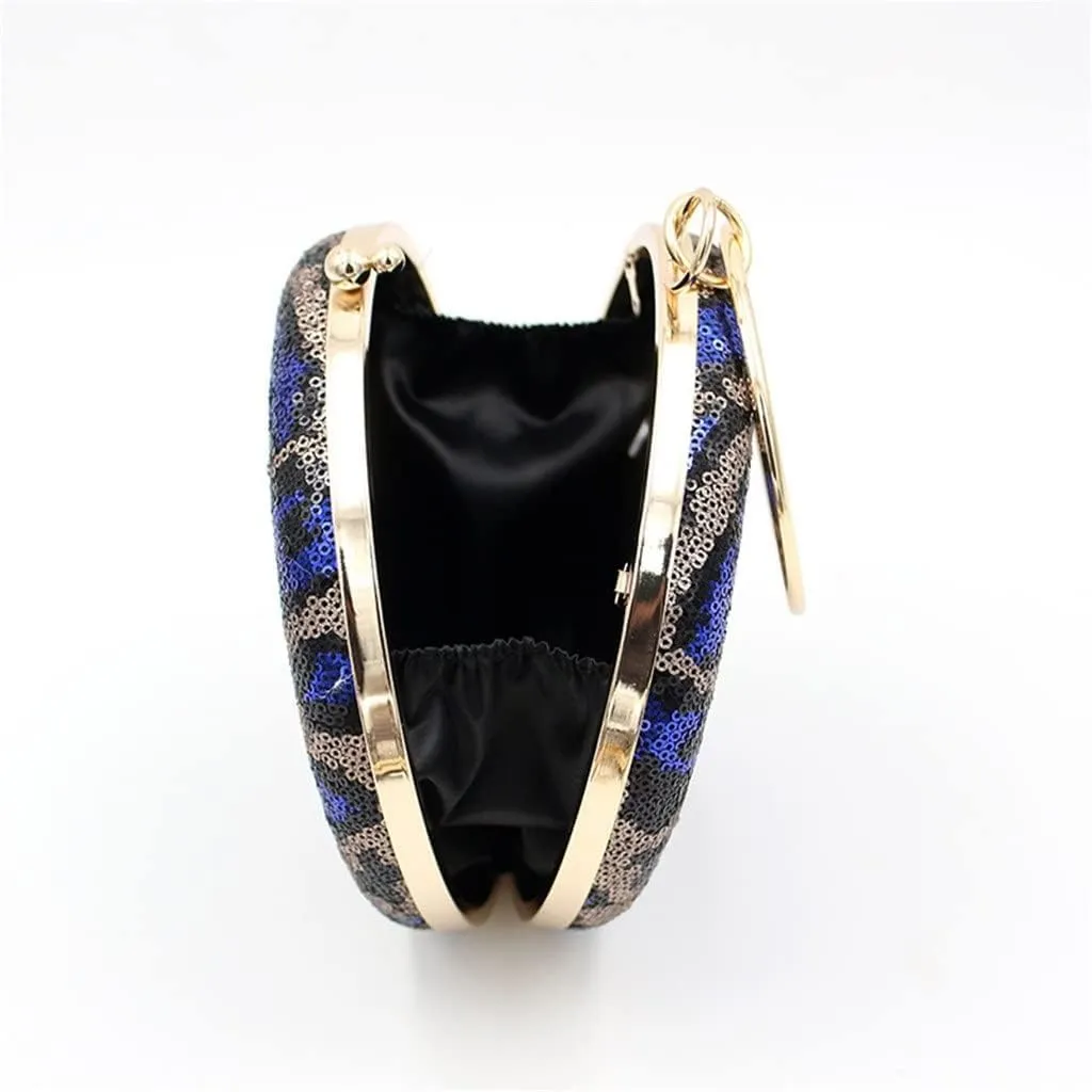 Evening Bag Round Sequin Bag Clutch Evening Tassel Leopard Print Bag(D)
