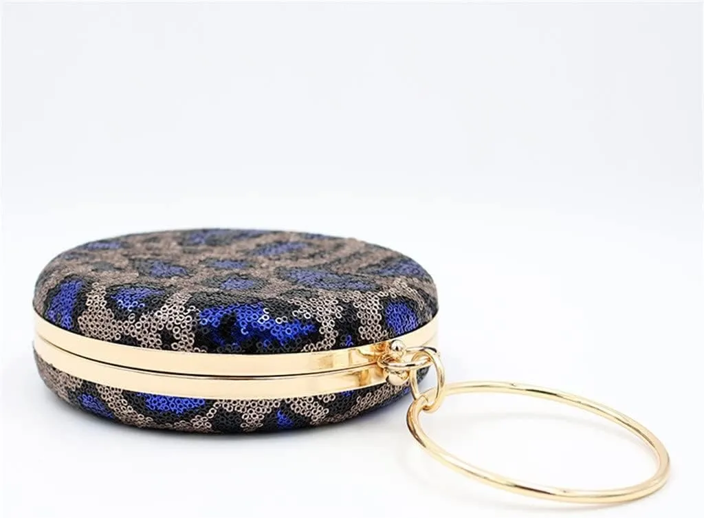 Evening Bag Round Sequin Bag Clutch Evening Tassel Leopard Print Bag(D)