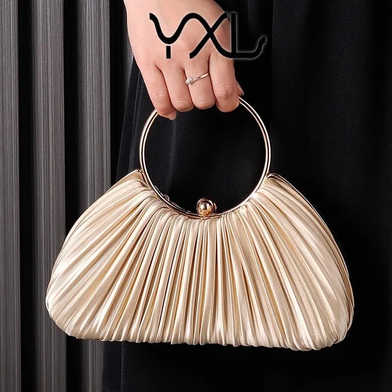 Fabric Art Pleated Evening Bag Women's Versatile Clutch Purses