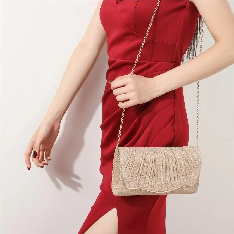 Fabric Pleats Evening Bag Women's Versatile Clutch Purses