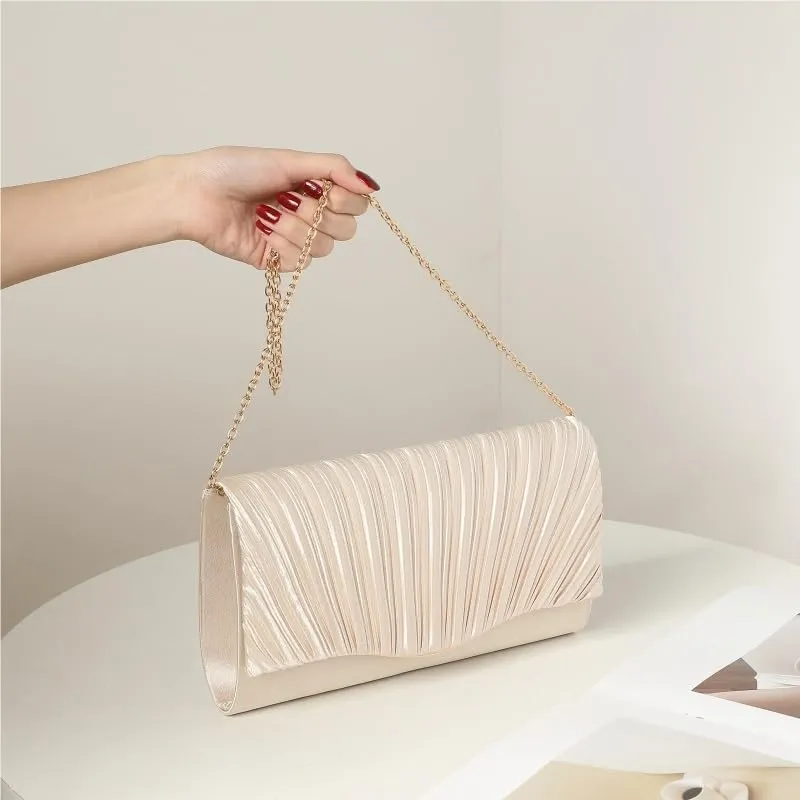 Fabric Pleats Evening Bag Women's Versatile Clutch Purses