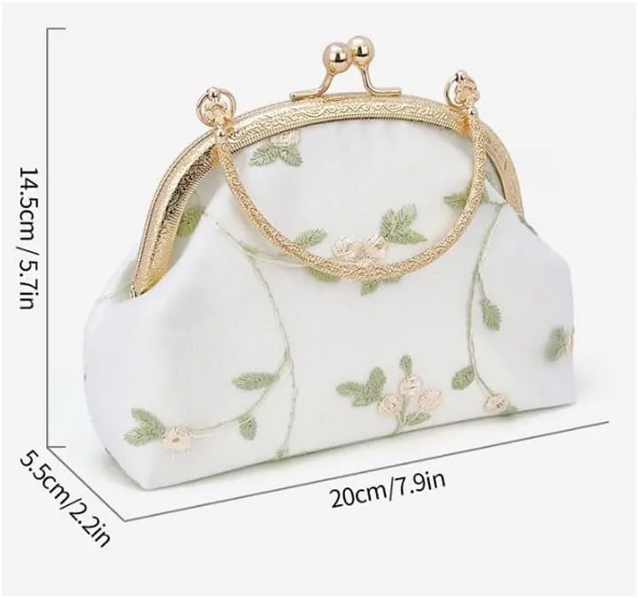 Fabric White Print Evening Bag French Versatile Clutch Purses