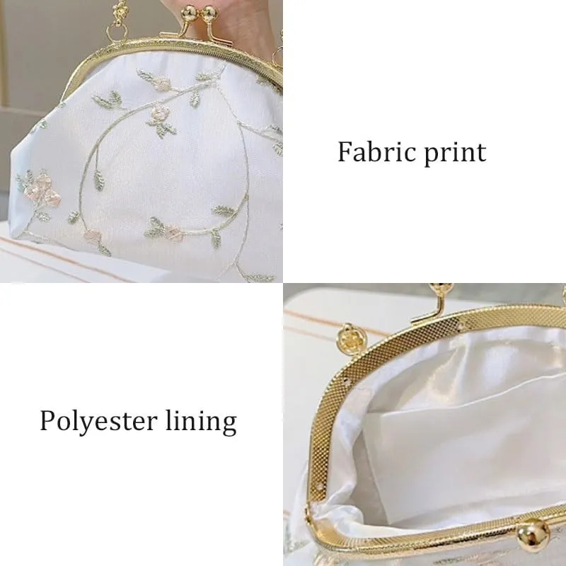 Fabric White Print Evening Bag French Versatile Clutch Purses
