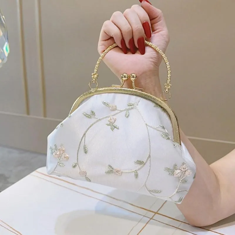 Fabric White Print Evening Bag French Versatile Clutch Purses