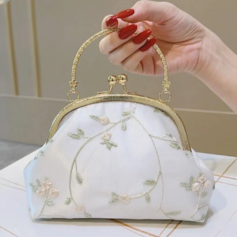 Fabric White Print Evening Bag French Versatile Clutch Purses