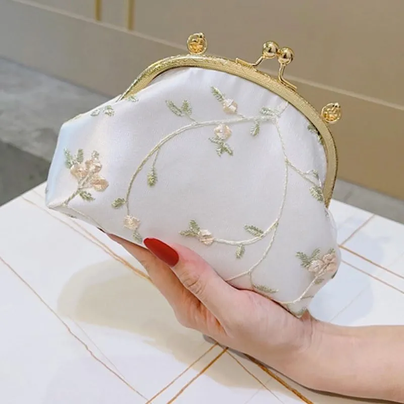 Fabric White Print Evening Bag French Versatile Clutch Purses