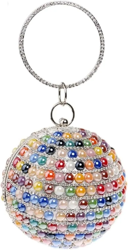 Fashion Women's Evening Clutch Bag Round Shape Black Polyester Small Roomy for Parties