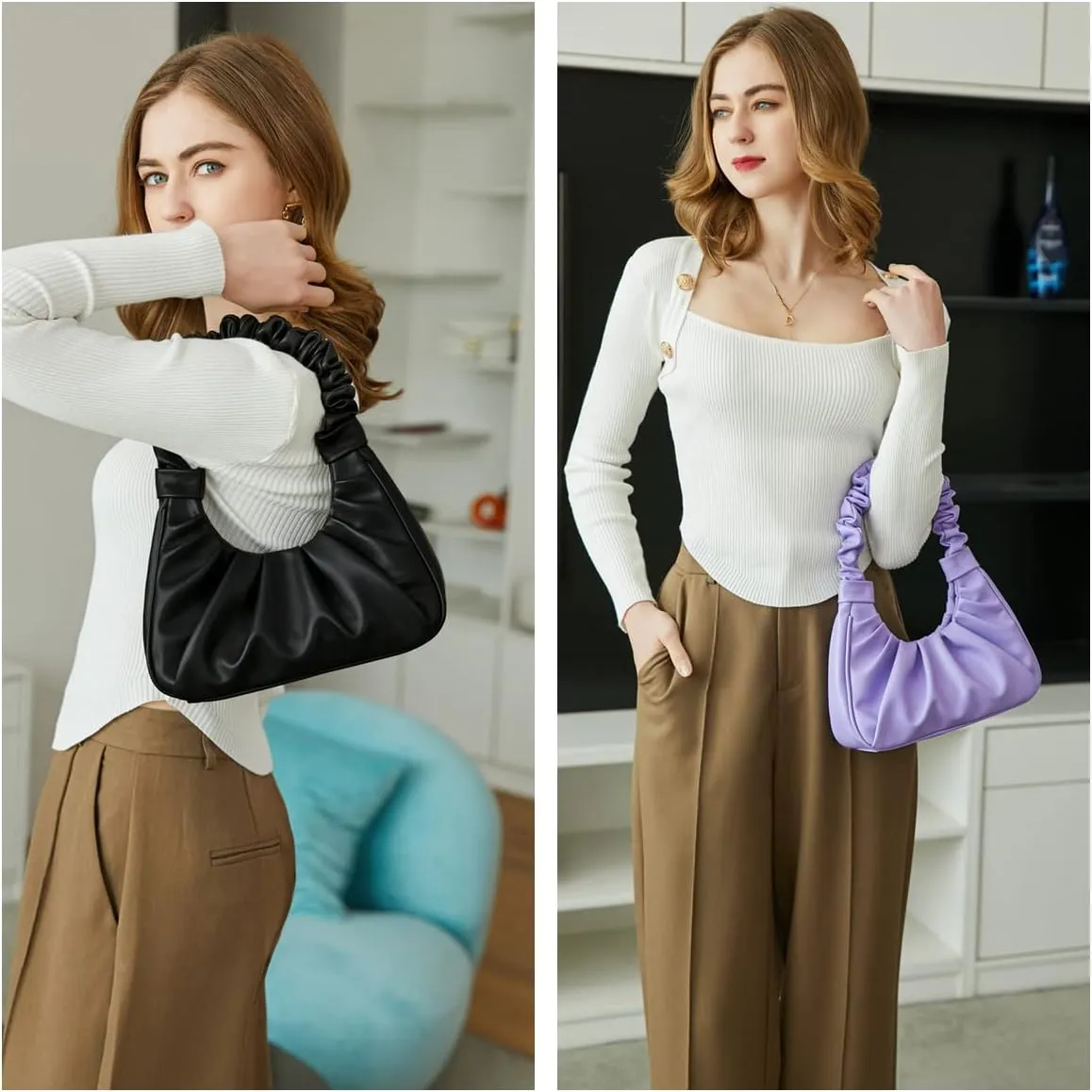 fashionable for Women cute Hobo Tote Bags handbag mini clutch with zipper