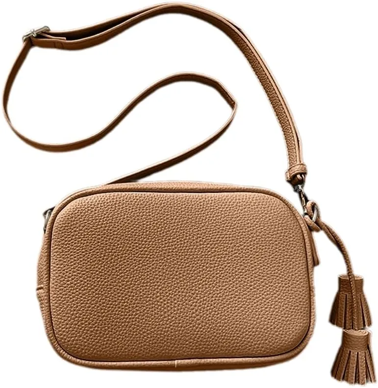 Fashionable Tassels Details Square Crossbody Bag PU Leather Shoulder Bags Satchel Handbag Elegant Women's Accessory