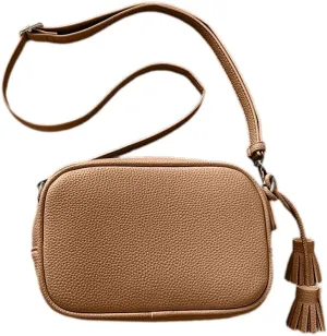 Fashionable Tassels Details Square Crossbody Bag PU Leather Shoulder Bags Satchel Handbag Elegant Women's Accessory