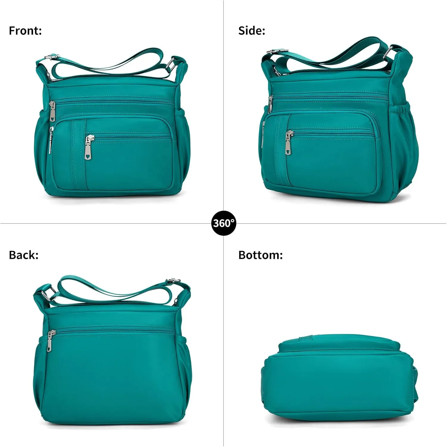 F.FETIVIN Women Floral Shoulder Handbag Roomy Multiple Pockets Bag Ladies Crossbody Lightweight Nylon Travel Purses