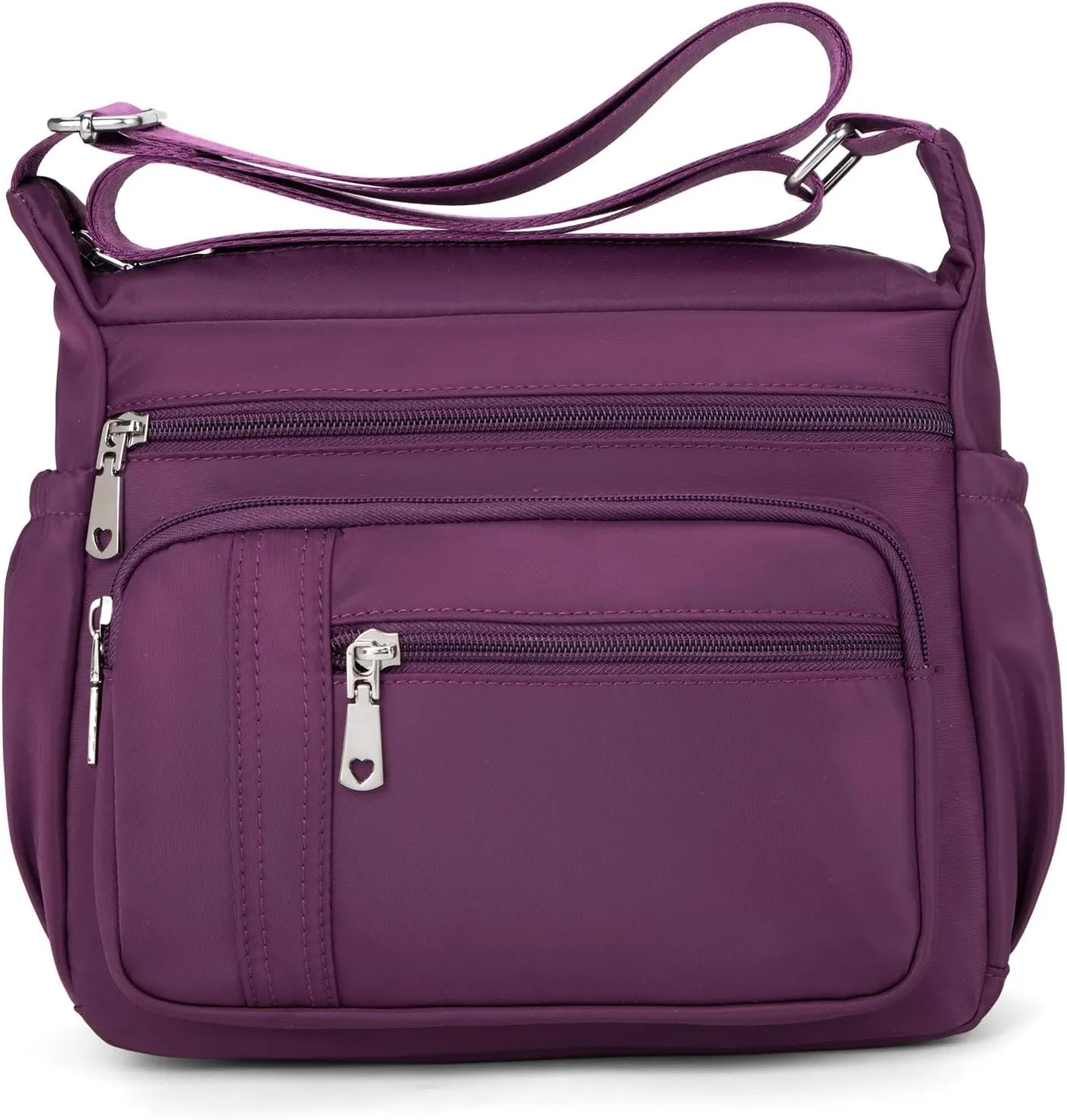 F.FETIVIN Women Floral Shoulder Handbag Roomy Multiple Pockets Bag Ladies Crossbody Lightweight Nylon Travel Purses