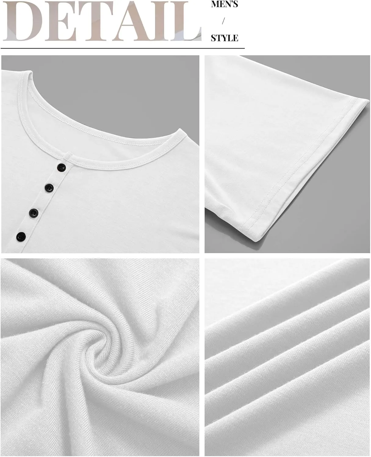 Ficerd 3 Pack Men's Big & Tall T-Shirts, Summer Short Sleeve Henley Shirts Casual Classic Vneck Button Oversized Tee Shirts