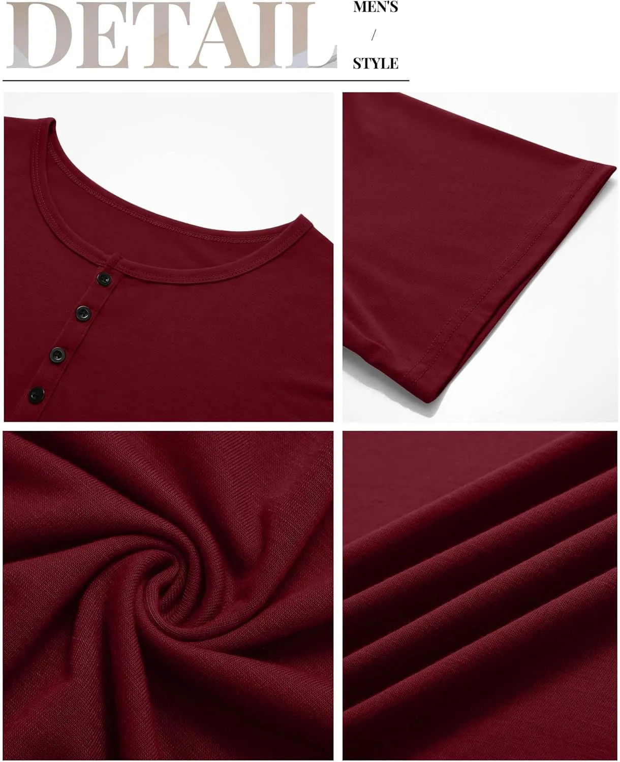 Ficerd 3 Pack Men's Big & Tall T-Shirts, Summer Short Sleeve Henley Shirts Casual Classic Vneck Button Oversized Tee Shirts