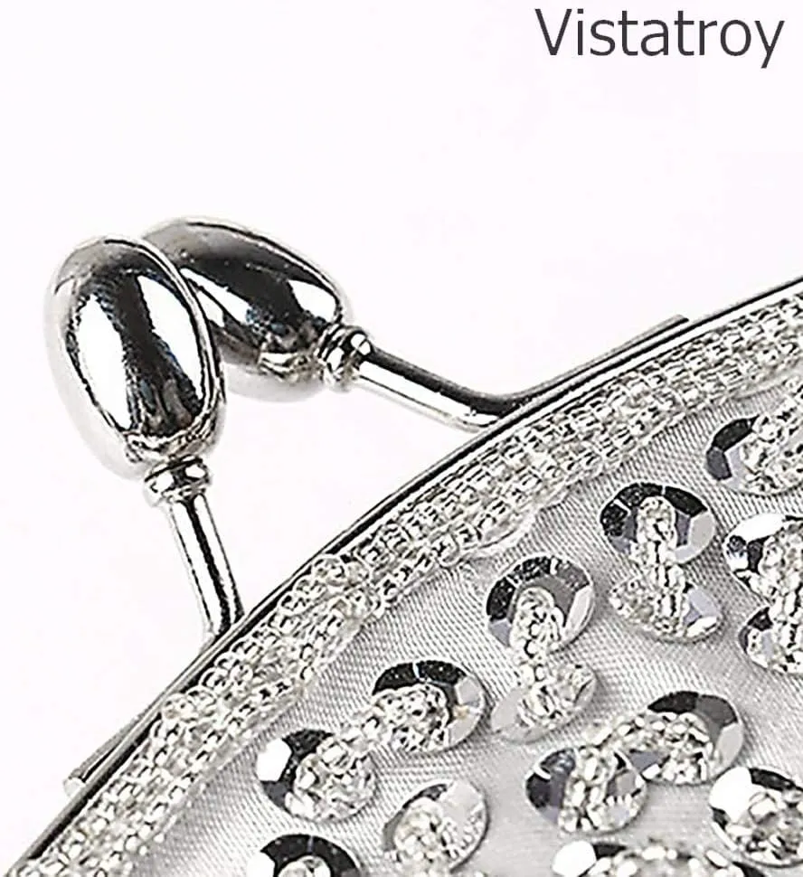 Floral Designer Evening Bag Beaded Sequin Design Vintage Kissing Lock Satin Clutch Purse Bag Wedding Party Clutch