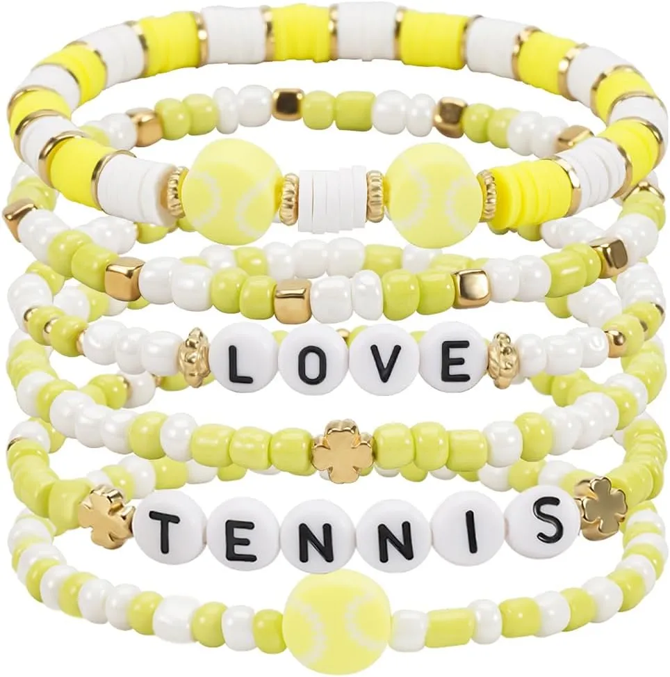 Football Baseball Soccer Beaded Bracelets for Women Stackable Game Day Sports Theme Bracelet