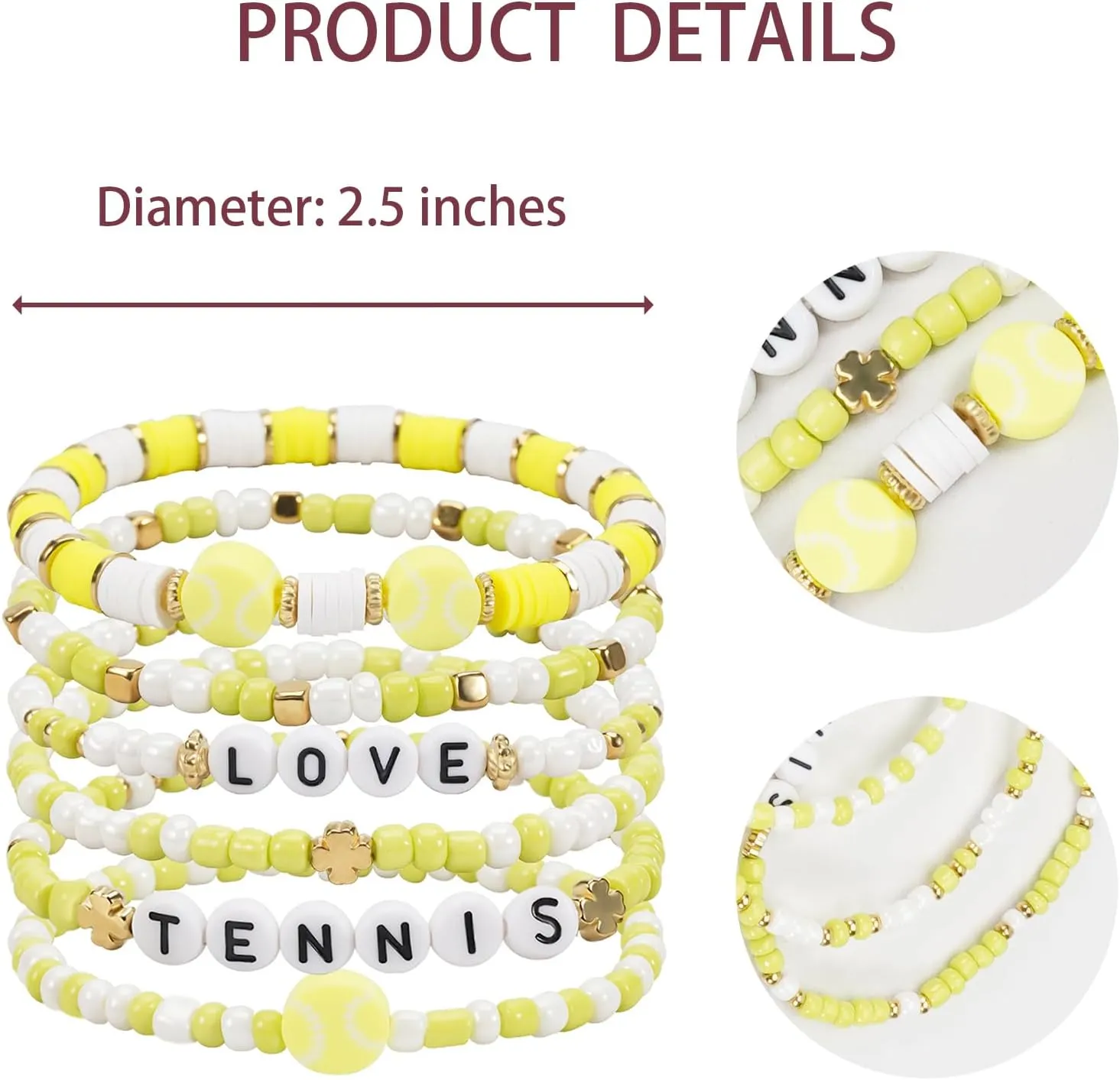 Football Baseball Soccer Beaded Bracelets for Women Stackable Game Day Sports Theme Bracelet