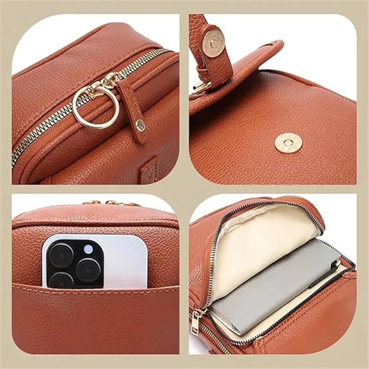 Forcipower Crossbody Leather Bag, Collaboraten1 Crossbody Leather Bag, Anti-Theft Vintage Shoulder Messenger Bags