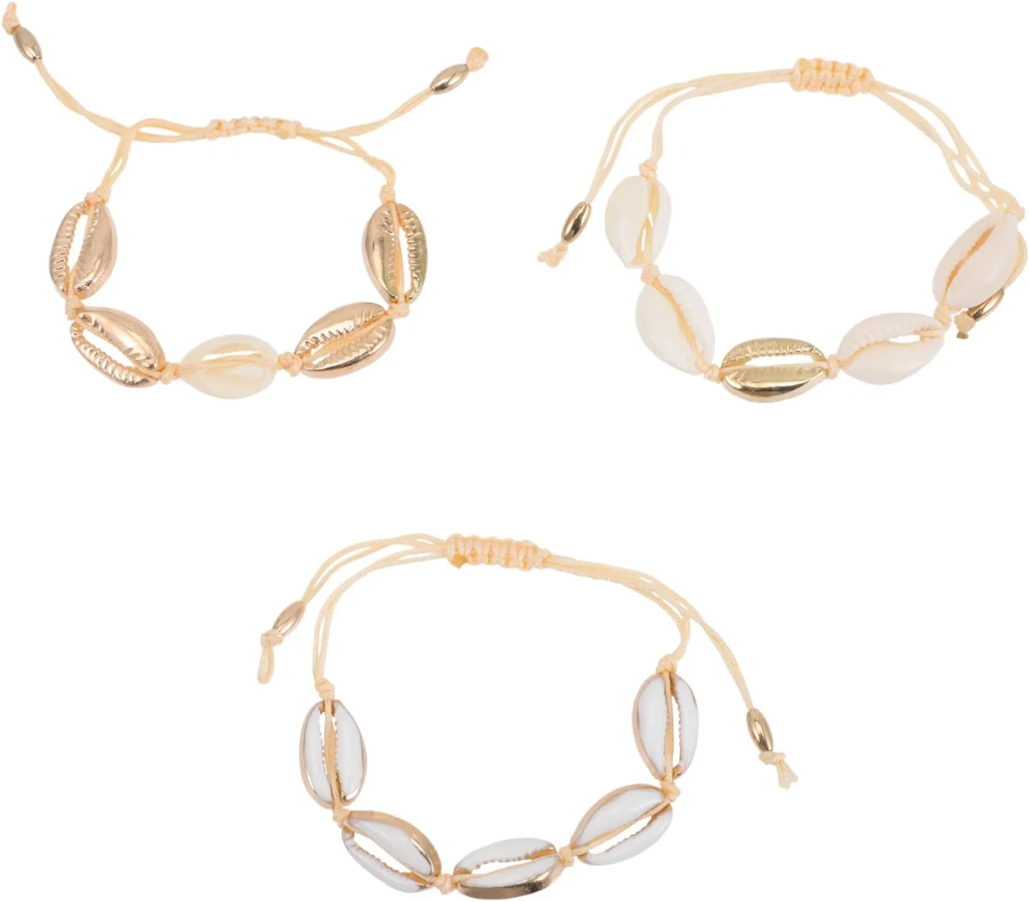 GALPADA 3Pcs Bohemia Shell Charm Bracelets Anklets for Women Beach Jewelry Boho Accessories for Summer Fashion Unique Style