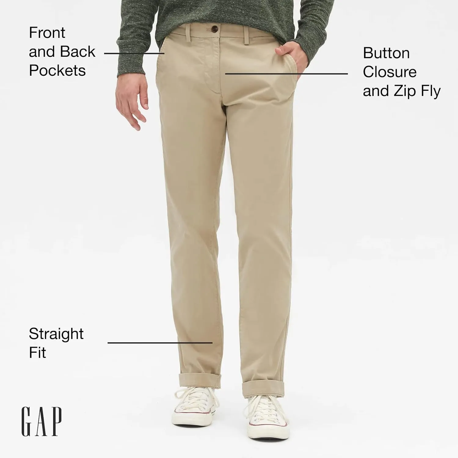 GAP Men's Essential Straight Fit Khaki Chino Pants