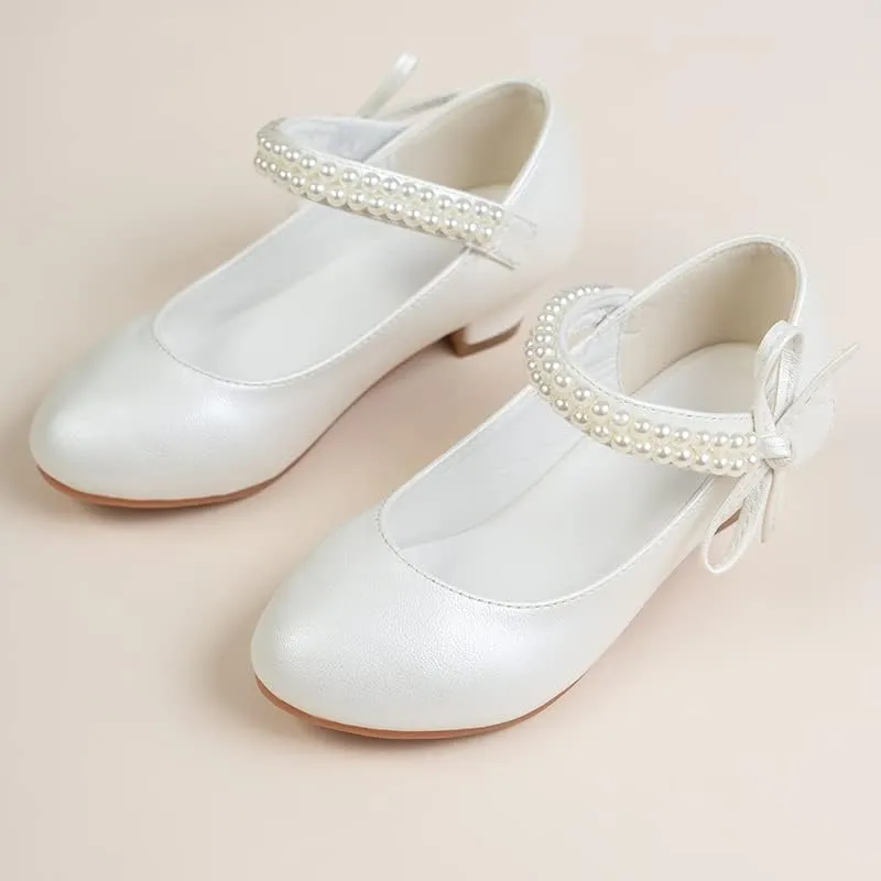 Girl Dress Shoe Pearl Girls Princess Shoes Bow Kids Wedding Party Shoes Adorable