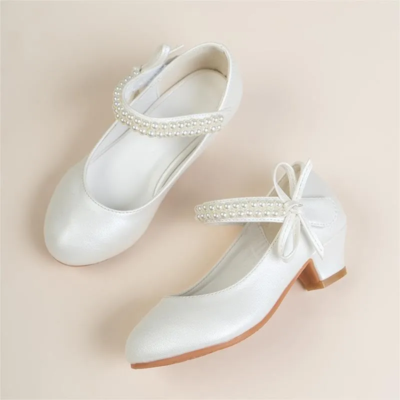 Girl Dress Shoe Pearl Girls Princess Shoes Bow Kids Wedding Party Shoes Adorable