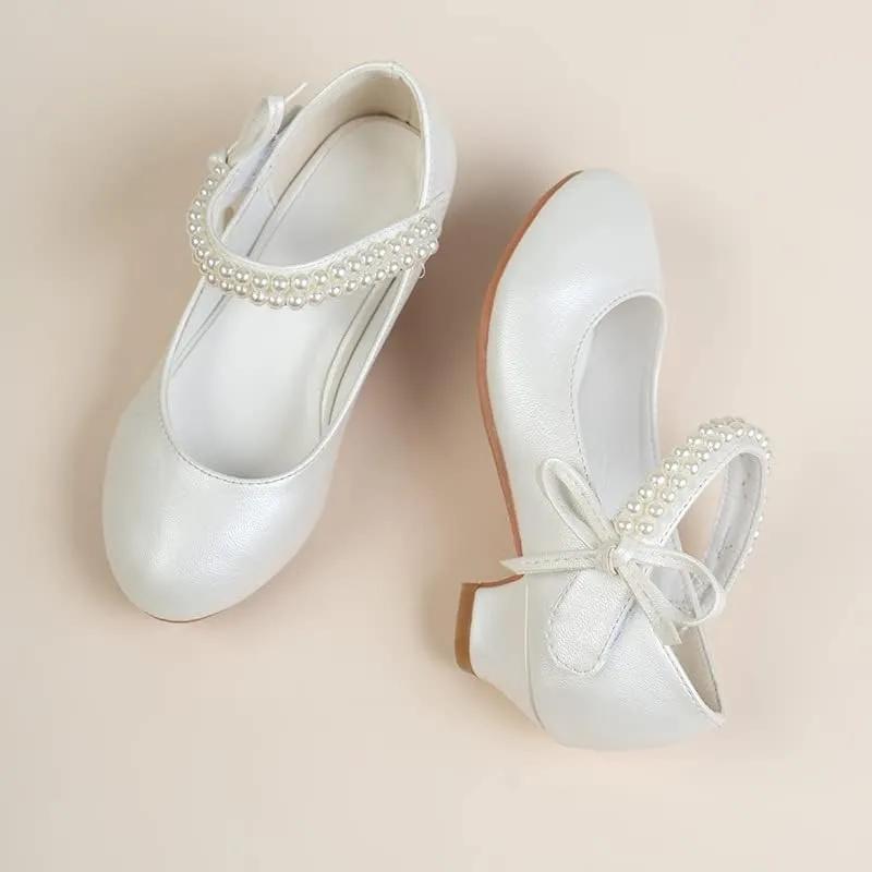 Girl Dress Shoe Pearl Girls Princess Shoes Bow Kids Wedding Party Shoes Adorable