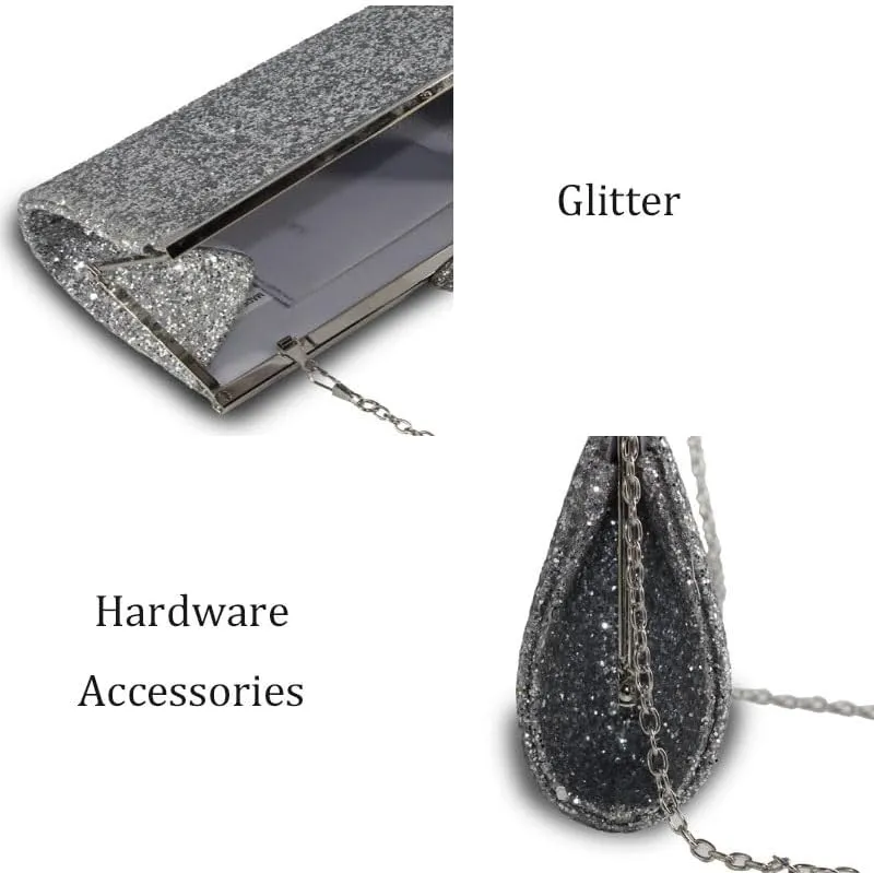 Glitter Womens Clutch Purses French Style Versatile Evening Bag