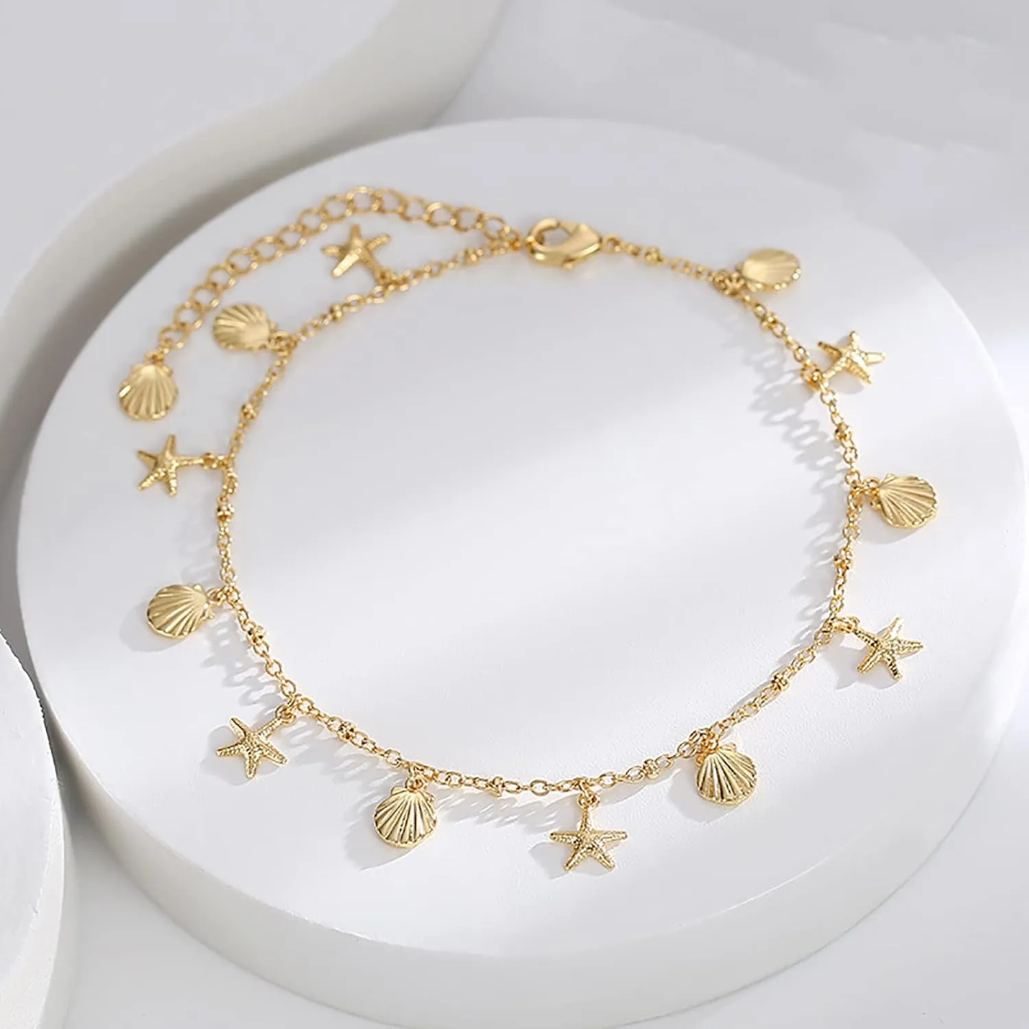 Gold Anklets for Women 18K Gold Plated Adjustable Summer Simple Foot Jewelry Ankle Bracelet for Women