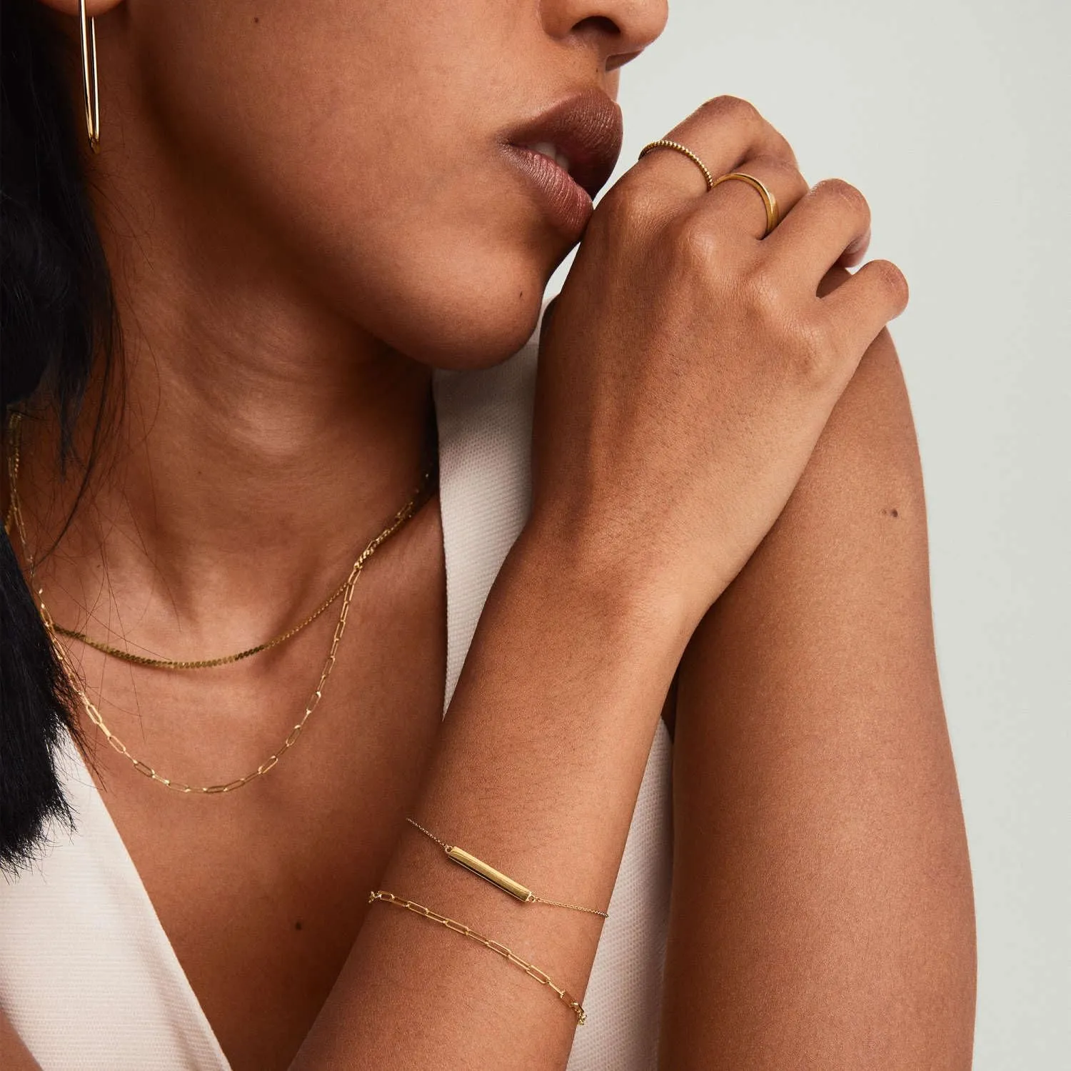 Gold Bracelets for Women 14k Gold Waterproof Layered Cuban Figaro Paperclip Rope Herringbone Snake Chain Bracelets Set Stackable Jewelry Gift