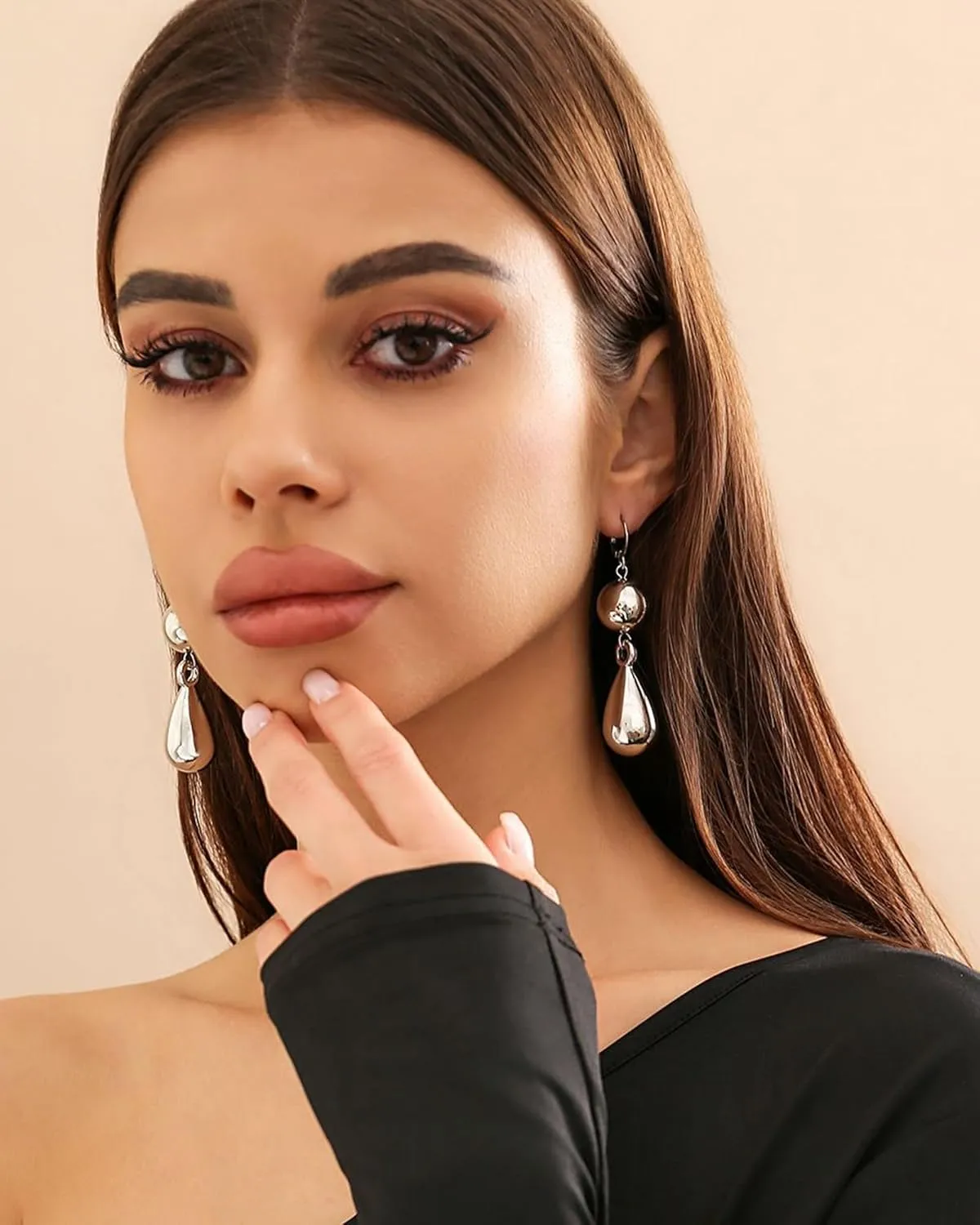 Gold Dangle Earrings for Women Dangle Gold Teardrop Earrings Gold Silver Huggie Hoop Earrings Lightweight Hanging Ball Drop Earrings Statement Waterdrop Earrings Jewelry Gifts for Her