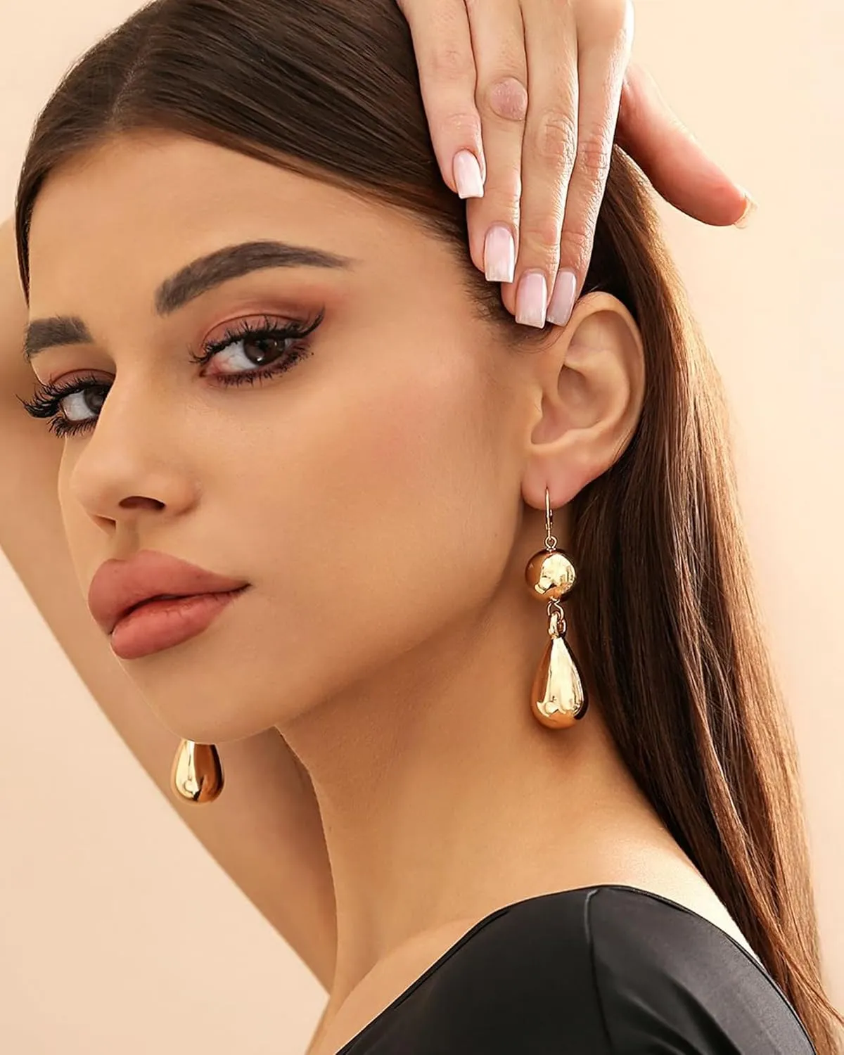 Gold Dangle Earrings for Women Dangle Gold Teardrop Earrings Gold Silver Huggie Hoop Earrings Lightweight Hanging Ball Drop Earrings Statement Waterdrop Earrings Jewelry Gifts for Her