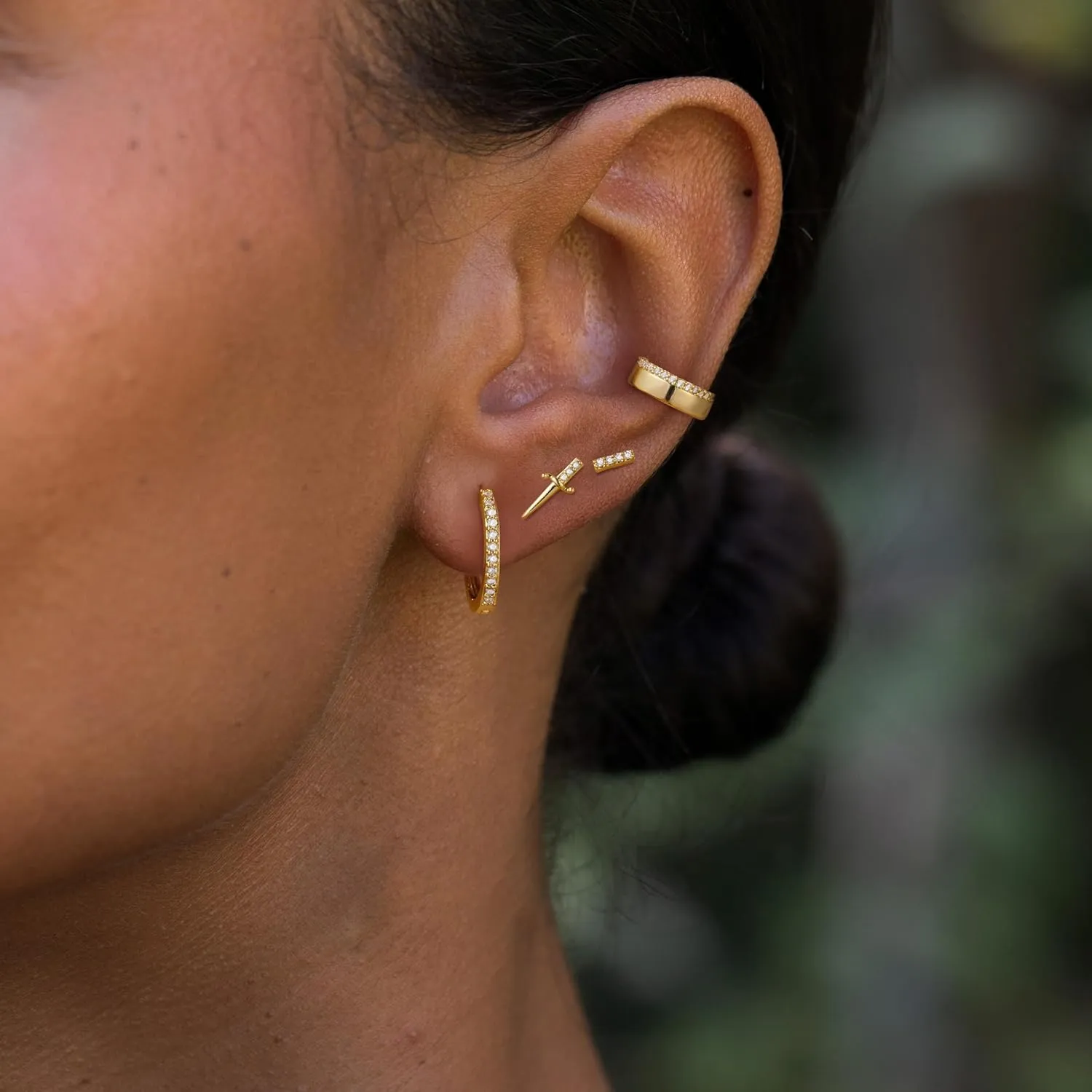 Gold Earrings for Women Trendy, 14K Hoop Huggies Small Dainty Lightweight Studs Cuffs Set Cartilage Multiple Piercing Jewelry Gifts
