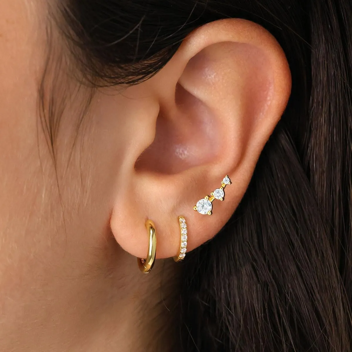 Gold Earrings for Women Trendy 14k Small Gold Hoop Earrings Set Dainty Gold Stud Earrings Huggie Cartilage Earring Women Hypoallergenic Earrings Pack Climbers Earrings Gold Jewelry Gift for Her